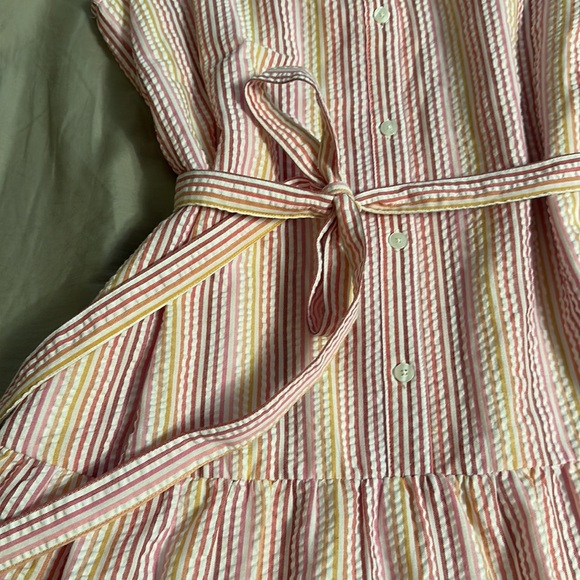 Draper James pink/orange seersucker dress sz:Med - Picture 3 of 4